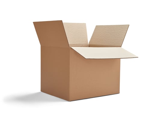 close up of  a cardboard box on white background